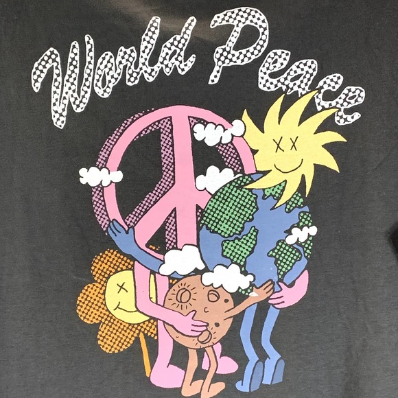 Cotton:On Men's Washed Black World Peace Tbar Msucle T-Shirt SZ M - Picture 6 of 12